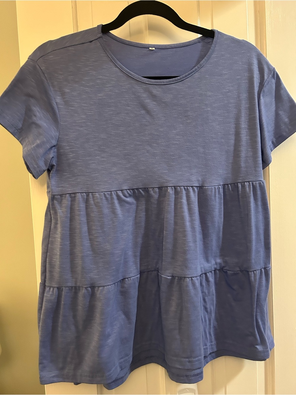 Women’s Short Sleeve Tiered Peplum Top - Blue